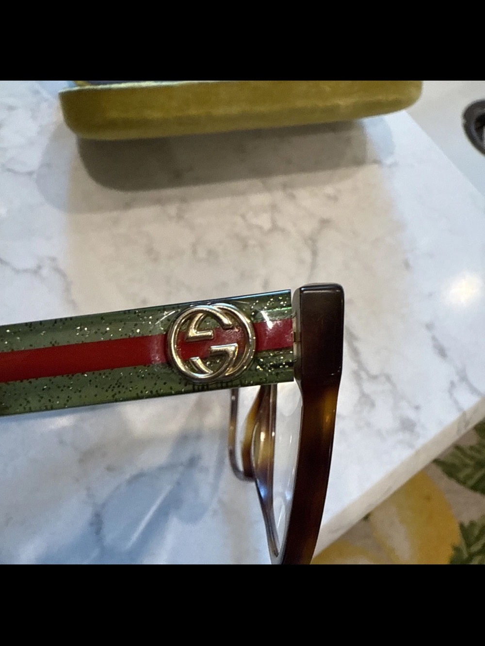 Gucci Tortoiseshell Frame Glasses with Green and Red Stripe Temples Gg0038oN - Picture 10 of 10